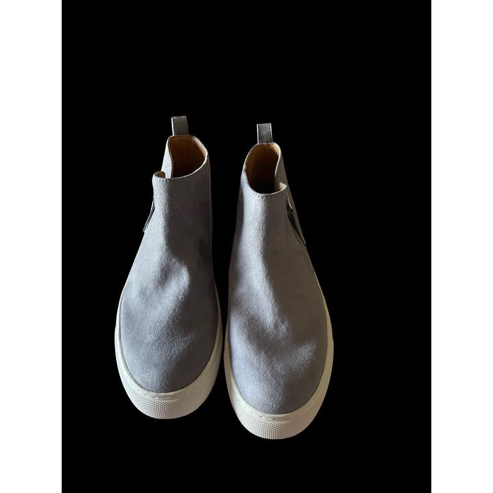 J. Crew Womens Gray & White Faux Suede Side Zip High Tops Sneaker Shoes Size 6.5